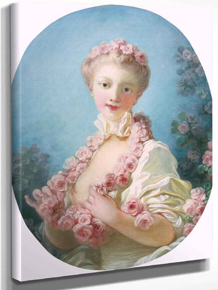Jean-Honore Fragonard Art Print Pendant Necklace French Rococo Young Woman with a Garland of Roses