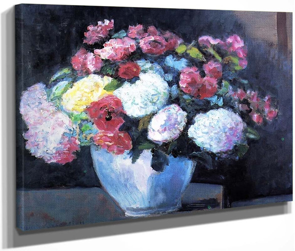 Bouquet Of Hydrangeas And Roses By Victor Charreton