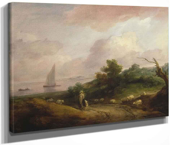 Coastal Landscape With A Shepherd And His Flock By Thomas Gainsborough  By Thomas Gainsborough