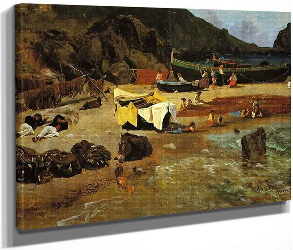 Fishing Boats At Capri By Albert Bierstadt By Albert Bierstadt