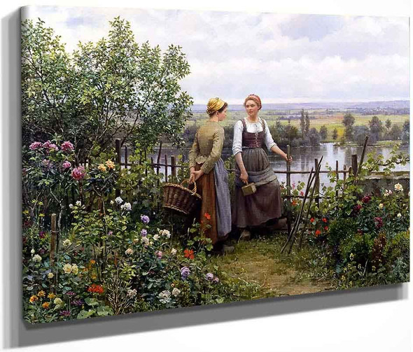 Maria And Madeleine On The Terrace By Daniel Ridgway Knight By Daniel Ridgway Knight