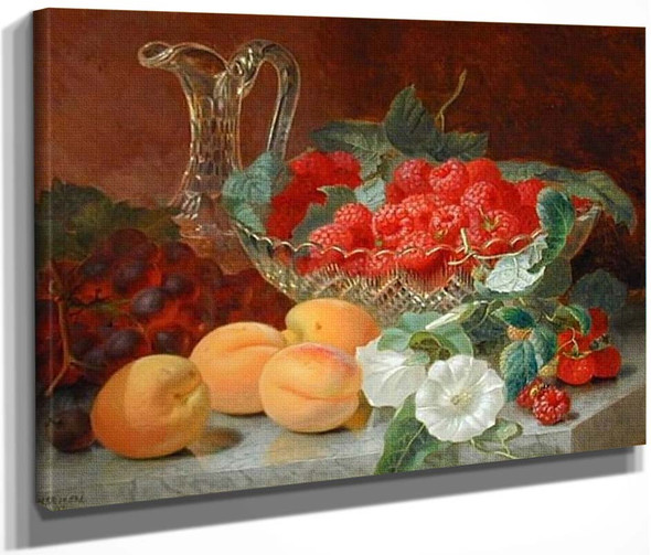 Still Life Of Raspberries In A Glass Bowl By Eloise Harriet Stannard