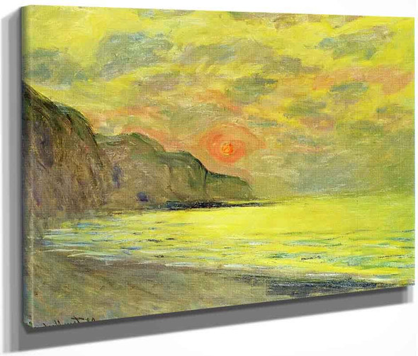 Sunset, Foggy Weather, Pourville By Claude Oscar Monet