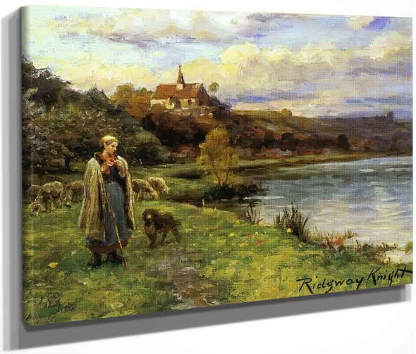 Woman By The Water By Daniel Ridgway Knight By Daniel Ridgway Knight