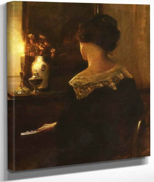A Lady Playing The Piano By Carl Vilhelm Holsoe