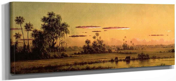 Florida Sunset With Two Cows By Martin Johnson Heade