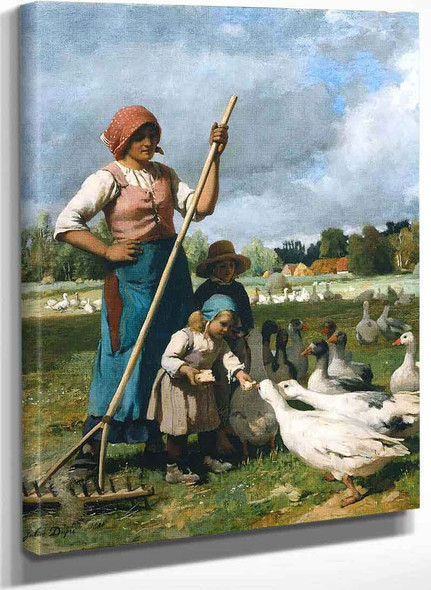 Children Feeding Geese By Julien Dupre