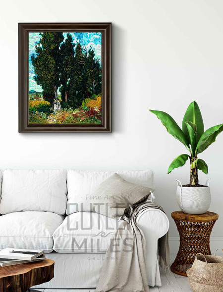 Cypresses And Two Women By Vincent Van Gogh Print Or Painting Reproduction