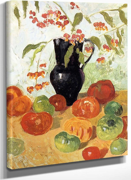 Still Life With Fruit And Vase Of Flowers By Paul Serusier