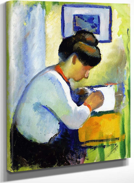 Woman Writing By August Macke