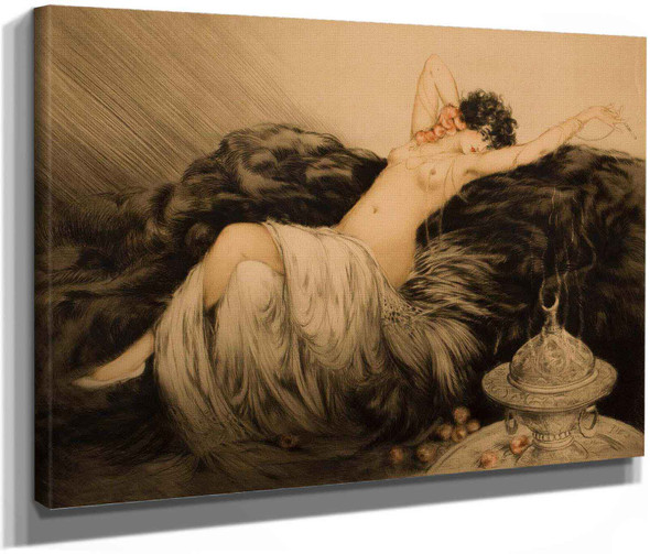 Nude With Black Fur by Louis Icart