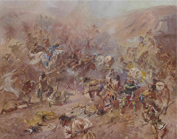 The Battle At Belly River by Charles Marion Russell