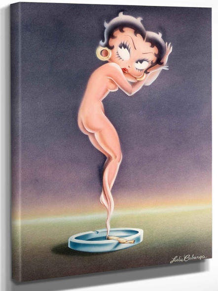 Betty Boop As A Cloud Of Smoke From A Marijuana Cigarette (After Icart) Circa 1980 by Louis Icart