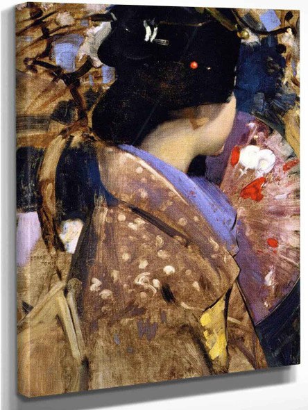 Japanese Lady With A Fan By George Henry, R.A., R.S.A., R.S.W.  By George Henry, R.A., R.S.A., R.S.W.