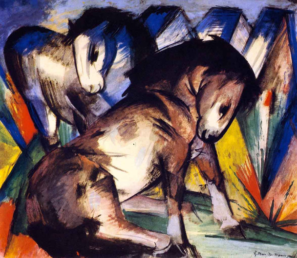 Two Horses By Franz Marc By Franz Marc