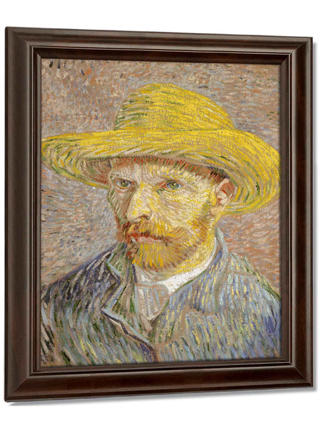 Self Portrait With Straw Hat by Vincent Van Gogh