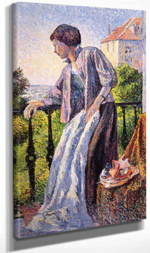 Madame Luce On The Balcony By Maximilien Luce Print or Painting