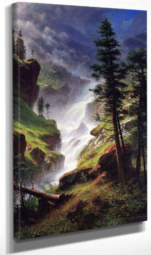 Rocky Mountain Waterfall By Albert Bierstadt By Albert Bierstadt