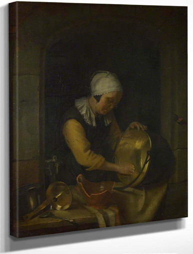 An Old Woman Scouring A Pot By Godfried Schalcken Reproduction