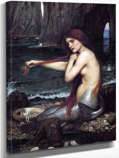 A Mermaid By John William Waterhouse Art Reproduction from Cutler