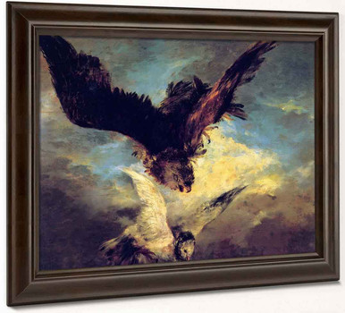 Falcon Swooping On A Dove By Adolph Von Menzel Print or Painting