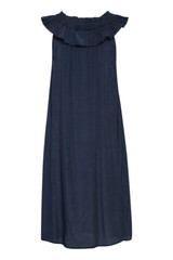 Dark Blue Casual Ruffled Dress