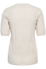 Cream Knitted Short Sleeved Top