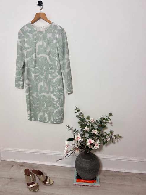 Preowned Mint Green Flower Print Dress