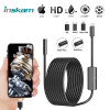 INSKAM 2MP Endoscope Camera IP67 Waterproof 8MM Hard Wire Pipeline Inspection Borescope With 8 Adjustable LED For IOS Iphone