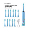 Children's Cartoon Colorful Electric Toothbrush 12Pcs Replacement Heads Ultrasonic Rechargeable Soft Hair Cleaning Brush for Kid