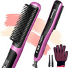 Electric Hair Straightening Comb 2 in1 Thermal Brush Hair Straightener Ceramic Fast Heating Hair Straightener Brush with AutoOff