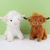 29cm Kawaii Simulation Highland Cow Animal Plush Doll Soft Stuffed Cream Highland Cattle Plush Toy Kyloe Plushie Gift for Kids