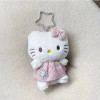 Kawaii Sanrio Hello Kitty Plush Doll Pendant Creative Love Buckle Keychain Bag Pendant Phone Hanging Keyring Accessories Gifts