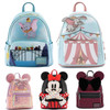 Cartoon Dumbo Flying Circus Tent Womens Backpack PU Leather Double Strap Shoulder Bag Purse Storage Bag Mini Kids Schoolbag