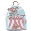 Cartoon Dumbo Flying Circus Tent Womens Backpack PU Leather Double Strap Shoulder Bag Purse Storage Bag Mini Kids Schoolbag