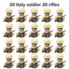 20Pcs/Set WW2 Military Soldier Array Soviet US UK France Japan Canada Italy China Building Blocks Action Figure Bricks Kids Toy