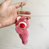 Disney Lotso Strawberry Bear Plush Toy Bear Keychain Animation Derivatives Woman Backpack Car Pendant Dolls Ornaments Kid Gifts
