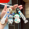 Cute Cartoon Keychain Dripping Doll Earphone Panda Car Key Ring Chain Bag Small Pendant Accessories Animation Derivatives