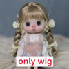 Doll Wig Bangs Ponytail Curly Soft Mohair Wig Suitable for Ob11, 1/12bjd, 1/8BJD Doll Wig Doll Accessories