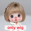 Doll Wig Bangs Ponytail Curly Soft Mohair Wig Suitable for Ob11, 1/12bjd, 1/8BJD Doll Wig Doll Accessories