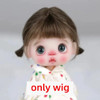 Doll Wig Bangs Ponytail Curly Soft Mohair Wig Suitable for Ob11, 1/12bjd, 1/8BJD Doll Wig Doll Accessories