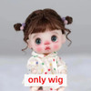 Doll Wig Bangs Ponytail Curly Soft Mohair Wig Suitable for Ob11, 1/12bjd, 1/8BJD Doll Wig Doll Accessories