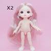 16cm BJD 13 Movable Jointed Dolls Cute Big eyeball Little Boy Girl Head Doll with shoes for Girls Toys Nude Body Fashion Gift
