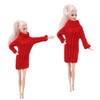 30Cm Doll Clothes Red Plush Overcoat Outfit Princess Dress Fashionable Suit For Barbies 11.8inch Doll Casual Clothing Girl Gifts