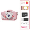 Digital Pink cartoon Case Children's Camera Set Waterproof camera Video toy 2-inch color display Children's cartoon birthday