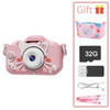 Digital Pink cartoon Case Children's Camera Set Waterproof camera Video toy 2-inch color display Children's cartoon birthday