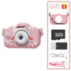 Digital Pink cartoon Case Children's Camera Set Waterproof camera Video toy 2-inch color display Children's cartoon birthday