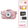 Digital Pink cartoon Case Children's Camera Set Waterproof camera Video toy 2-inch color display Children's cartoon birthday