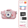 Digital Pink cartoon Case Children's Camera Set Waterproof camera Video toy 2-inch color display Children's cartoon birthday