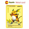 Spanish pokemon cards gold metal pokemon cards Spanish hard iron cards mewtwo pikachu gx charizard vmax package game collection